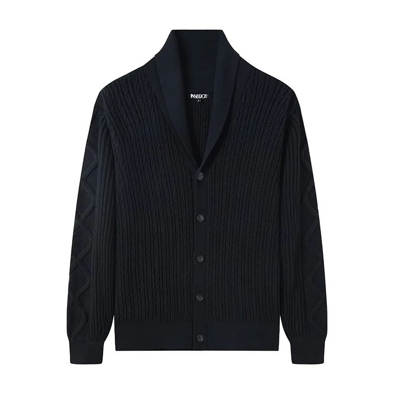 Mens Black Cotton Cardigan