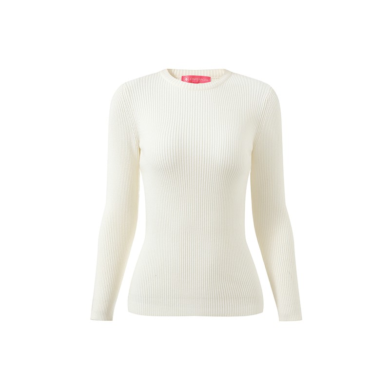 Ribbed Knitted Round Neck Sweater